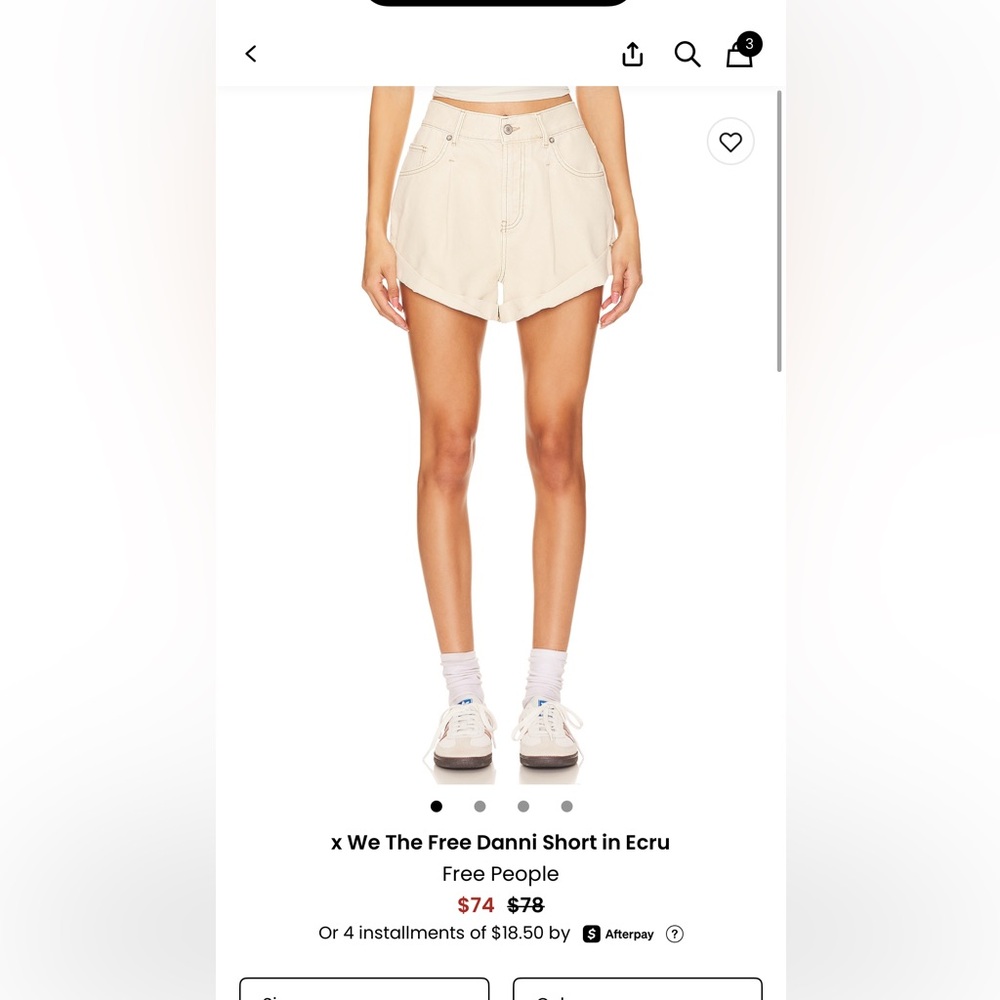 Free People Women's Ecru Shorts